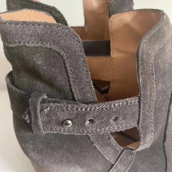 Joes Jeans 10 Gray Suede Cassia Blocked Heel Suede Bootie Boot Open Toe - Picture 3 of 11